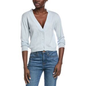 Brodie Cashmere Womens  Boxy Little Wool & Cashmere-Blend Cardigan, Blue